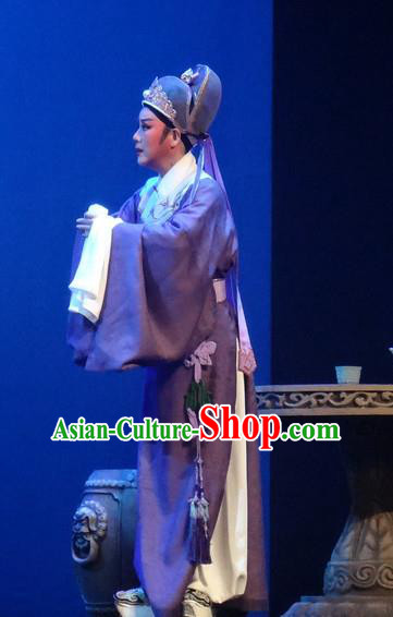 Chinese Shaoxing Opera Xiao Sheng Costumes Yue Opera Shuang Fei Yi Garment Niche Scholar Li Shangyin Apparels and Hat