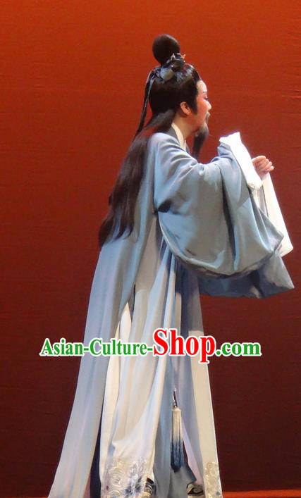 Chinese Shaoxing Opera Elderly Scholar Garment Yue Opera Shuang Fei Yi Apparels Lao Sheng Grey Costumes and Headwear