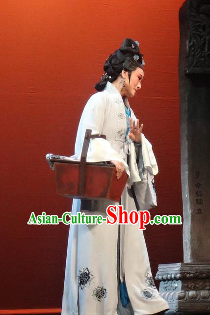 Chinese Shaoxing Opera Dame Grey Dress Shuang Fei Yi Apparels Yue Opera Wang Yanmei Garment Mistress Costumes and Hair Accessories