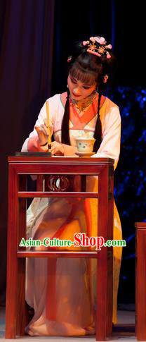 Chinese Shaoxing Opera Hua Tan Li Da Dress Garment Costumes and Headdress Bady from the Sea Yue Opera Young Lady Actress Apparels