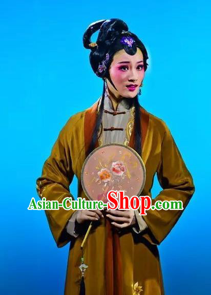 Chinese Shaoxing Opera Hua Tan Dress Costumes and Headpieces Xiao Xiao Chun Yu Yue Opera Young Mistress Yu Wen Apparels Garment