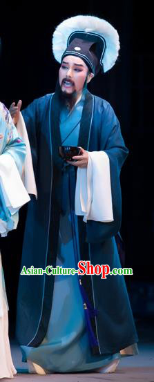 Bady from the Sea Chinese Yue Opera Elderly Male Costumes and Hat Shaoxing Opera Laosheng Garment Physician Apparels