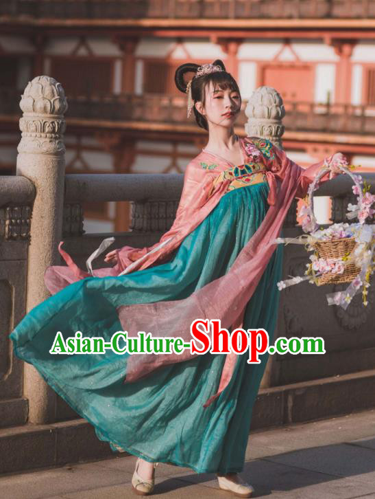 Traditional Chinese Tang Dynasty Court Lady Embroidered Garment Ancient Royal Princess Hanfu Dress Historical Costumes for Women