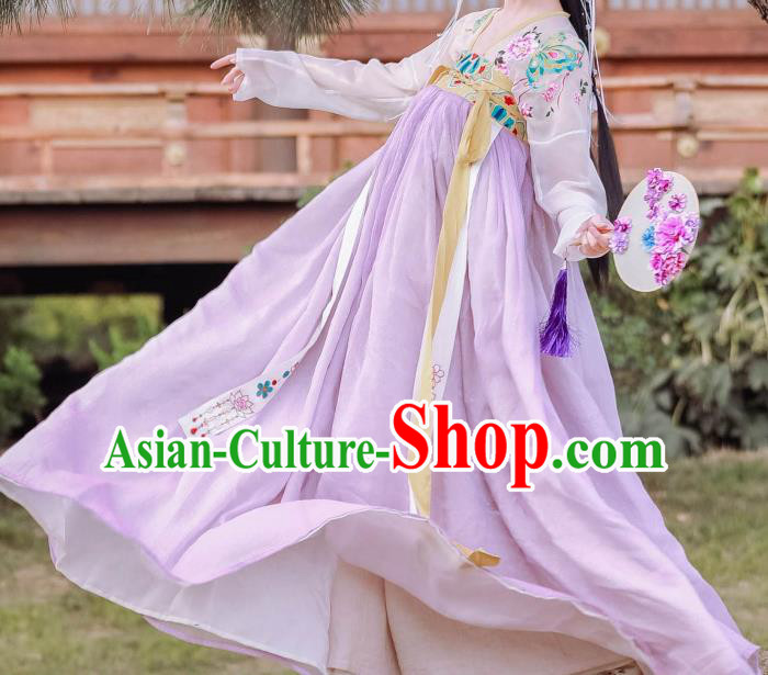 Traditional Chinese Tang Dynasty Hanfu Dress Embroidered Garment Ancient Royal Princess Court Lady Historical Costumes