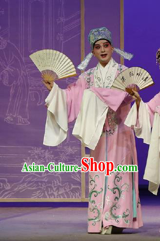 Chinese Classical Kun Opera Scholar The Purple Hairpin Apparels Peking Opera Niche Costumes Young Male Li Yi Garment and Hat