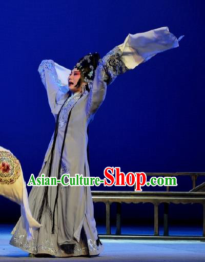 The Purple Hairpin Chinese Kun Opera Tsing Yi Actress Costumes Peking Opera Hua Tan Garment Apparels Huo Xiaoyu Dress and Hair Accessories