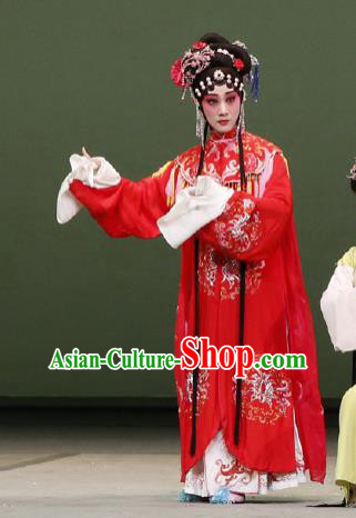 The Purple Hairpin Chinese Kun Opera Actress Wedding Costumes Peking Opera Garment Apparels Hua Tan Huo Xiaoyu Red Dress and Hair Accessories