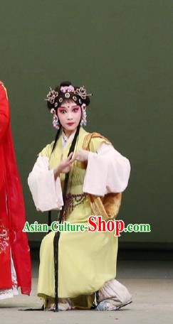 The Purple Hairpin Chinese Kun Opera Servant Girl Costumes Peking Opera Young Lady Garment Xiao Dan Dress Apparels and Headpieces