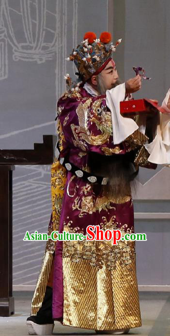 Chinese Classical Kun Opera Elderly Male Garment and Hat The Purple Hairpin Peking Opera Grand Commandant Official Costumes Vestment