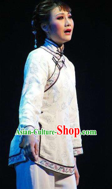 Chinese Shaoxing Opera Sister Yuqing Hua Tan Garment Costumes and Headdress Yue Opera Country Woman Actress Dress Apparels