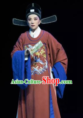Chinese Yue Opera Young Male Wang Yangming Costumes and Headwear Shaoxing Opera Xiaosheng Garment Apparels Official Embroidered Robe