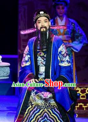 Wang Yangming Chinese Yue Opera Official Costumes and Headwear Shaoxing Opera Eldely Male Garment Robe Apparels