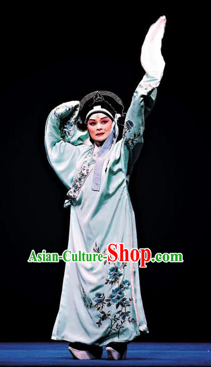 West Wing to Remember Chinese Classical Kun Opera Costumes Garment and Hat Peking Opera Xiao Sheng Apparels Young Male Blue Robe