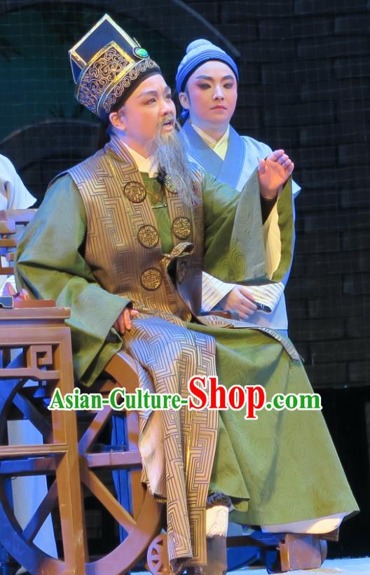 Chinese Yue Opera Old Man Physician Apparels Costumes and Headwear Ren Heart Medicine Shaoxing Opera Elderly Male Garment