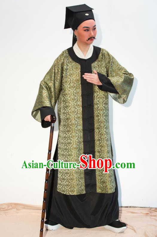 Chinese Yue Opera Middle Age Man Costumes Apparels and Headwear Ren Heart Medicine Shaoxing Opera Laosheng Elderly Male Garment