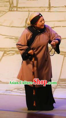 Chinese Shaoxing Opera Old Dame Garment Costumes and Headdress Mistress Xiang Lin Yue Opera Elderly Female Apparels