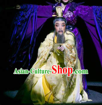 The Story of Goddess Chinese Yue Opera Emperor Huang Di Apparels and Headwear Shaoxing Opera Old Man Garment Costumes