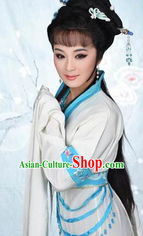 Chinese Shaoxing Opera Hua Tan Chen Sanliang Apparels Hua Zhong Jun Zi Costumes and Headpieces Yue Opera Actress Dress Garment