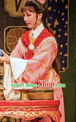 Chinese Shaoxing Opera Hua Tan Pink Dress Apparels Costumes and Hair Accessories Yue Opera Hua Zhong Jun Zi Noble Lady Garment