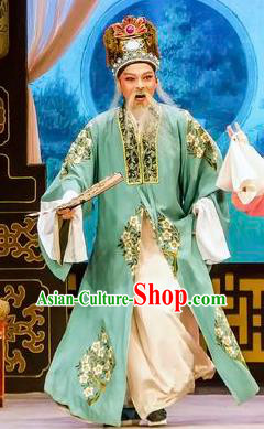 Hua Zhong Jun Zi Chinese Yue Opera Elderly Male Apparels and Headwear Shaoxing Opera Laosheng Li Jiusheng Garment Costumes