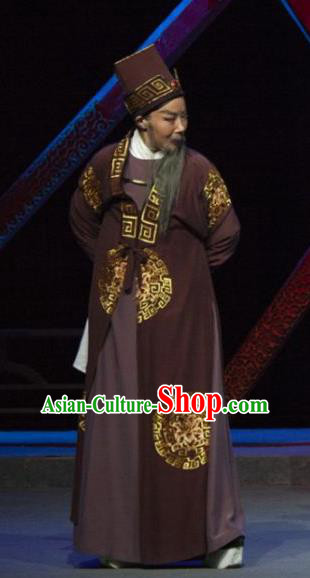 Tuan Yuan Zhi Hou Chinese Yue Opera Landlord Apparels and Hat Shaoxing Opera Garment Elderly Male Costumes