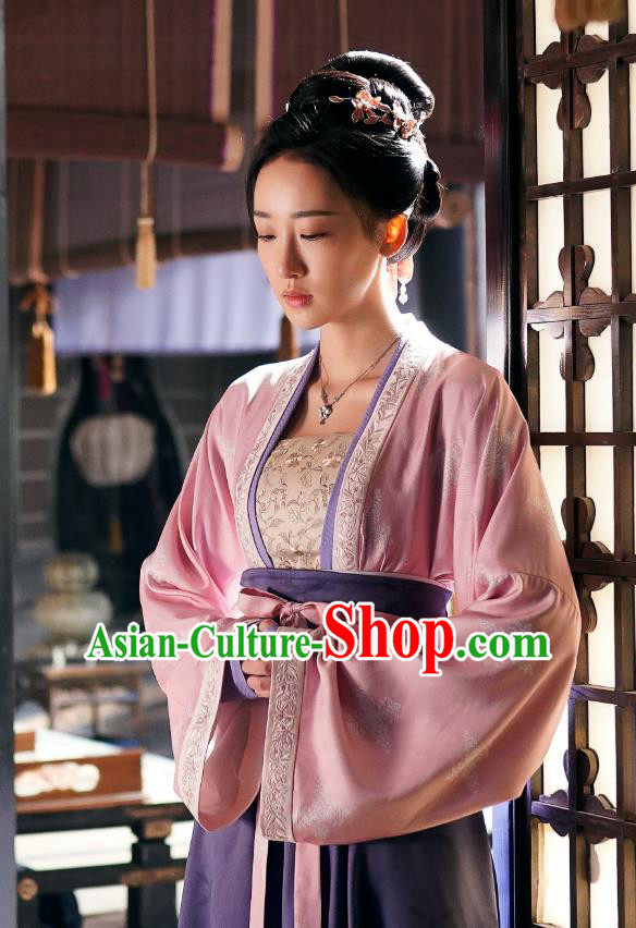 Chinese Song Dynasty Imperial Consort Costumes Historical Drama Serenade of Peaceful Joy Ancient Noble Concubine Xu Garment and Headpieces