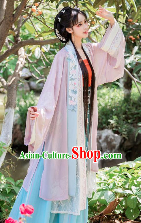 Chinese Ancient Song Dynasty Embroidered Hanfu Dress Noble Lady Historical Costumes Traditional Garment
