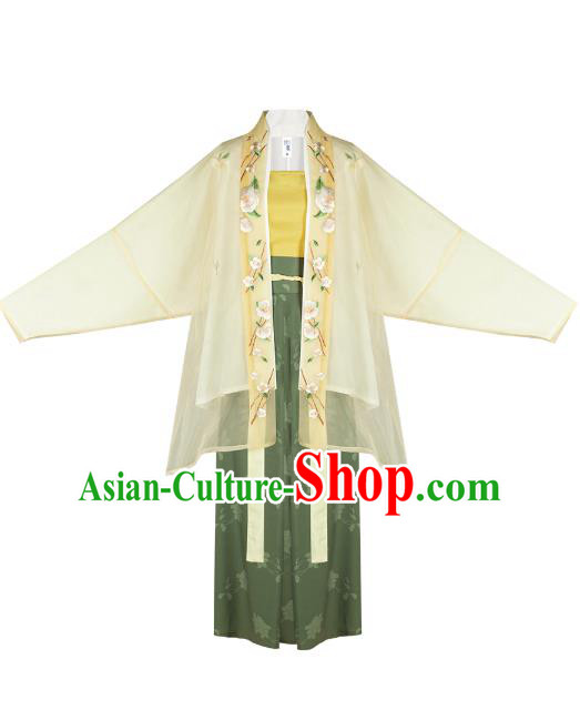 Chinese Traditional Song Dynasty Young Lady Embroidered Hanfu Dress Ancient Garment Historical Costumes