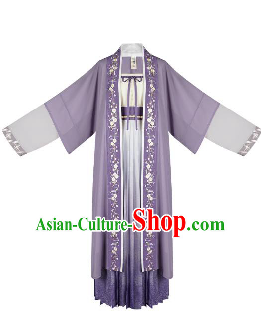 Traditional Chinese Ancient Hanfu Dress Garment Song Dynasty Noble Lady Embroidered Historical Costumes Complete Set