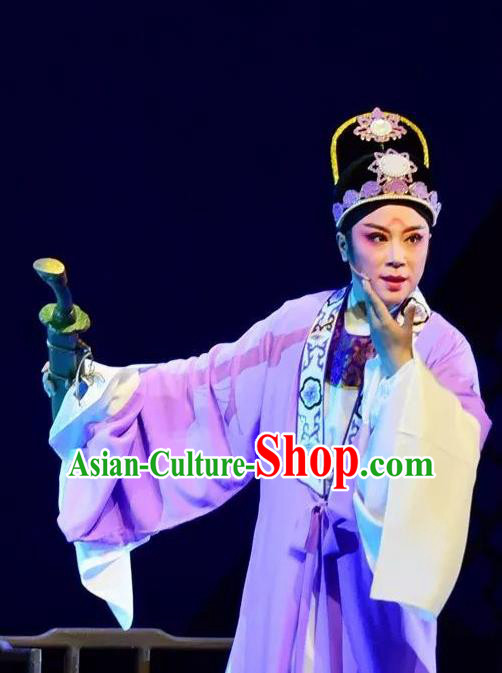 Xianglian Case Chinese Yue Opera Xiaosheng Scholar Chen Shimei Garment Apparels and Headwear Shaoxing Opera Young Man Costumes