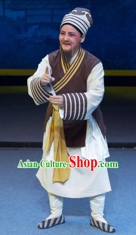 Xianglian Case Chinese Yue Opera Old Man Garment Costumes and Headwear Shaoxing Opera Elderly Servant Apparels