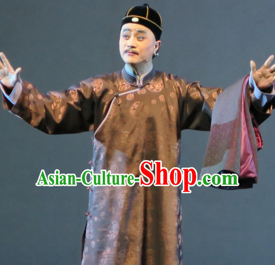 Wu Gu Niang Chinese Yue Opera Landlord Garment Apparels and Headwear Shaoxing Opera Male Role Squire Costumes