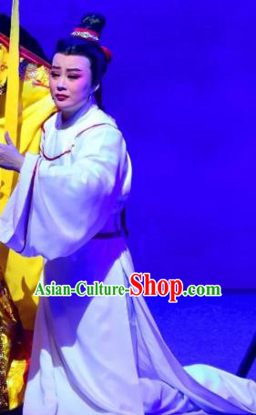 Chinese Yue Opera Scholar Wan Zi Apparels and Headwear Hu Po Yuan Shaoxing Opera Xiao Sheng Young Male Garment Costumes