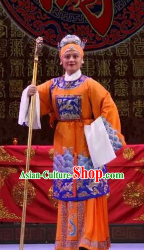 Chinese Shaoxing Opera Elderly Dame Dress Costumes and Headdress Bai Sui Gua Shuai Yue Opera Laodan She Saihua Garment Apparels