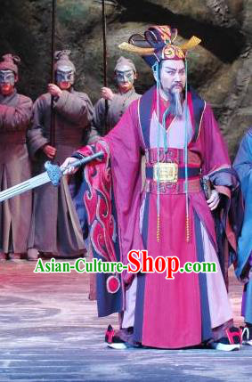 The Orphan of Zhao Chinese Yue Opera Elderly Male Garment and Headwear Shaoxing Opera Jinling King Costumes Apparels