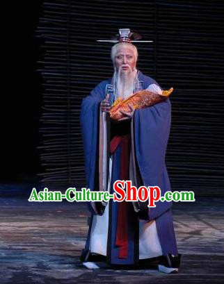 The Orphan of Zhao Chinese Yue Opera Old Man Cheng Ying Garment and Headwear Shaoxing Opera Official Costumes Elderly Male Apparels