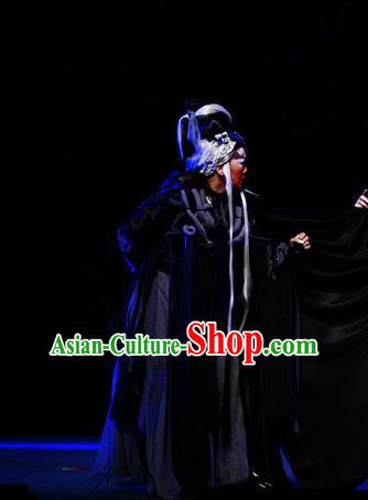 A Chinese Ghost Story Shaoxing Opera Monster Heishan Apparels Costumes and Headdress Yue Opera Elderly Woman Dress Garment