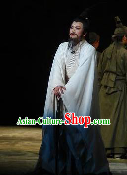 Chinese Yue Opera Elderly Male Cheng Ying Garment Costumes and Headwear Shaoxing Opera The Orphan of Zhao Minister Apparels