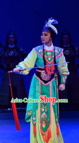 Chinese Shaoxing Opera Young Lady Pai Yin Apparels Costumes and Headdress Yue Opera Mrs Dayi Actress Martial Girl Dress Garment