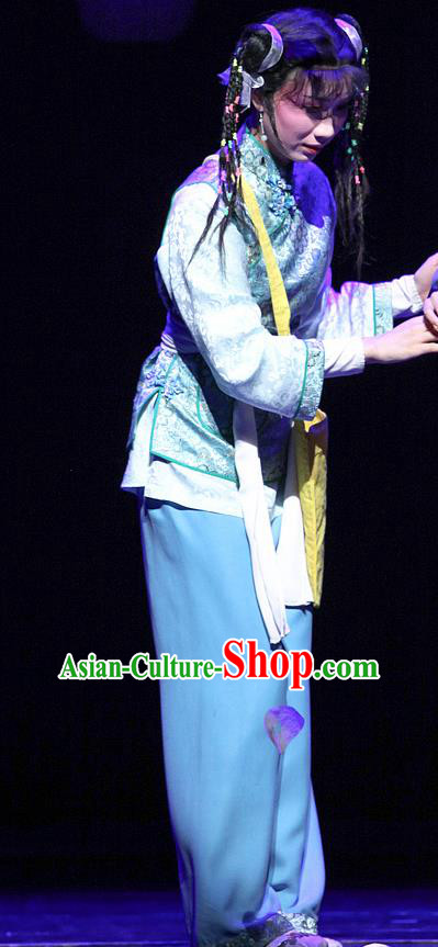 Chinese Shaoxing Opera Servant Girl Apparels Costumes and Headpieces The Family Republic of China Yue Opera Xiaodan Garment Dress