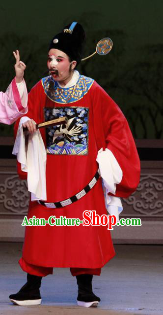 Chinese Yue Opera Magistrate Hu Jin Chun Cao Apparels Costumes and Headwear Shaoxing Opera Chou Role Clown Garment