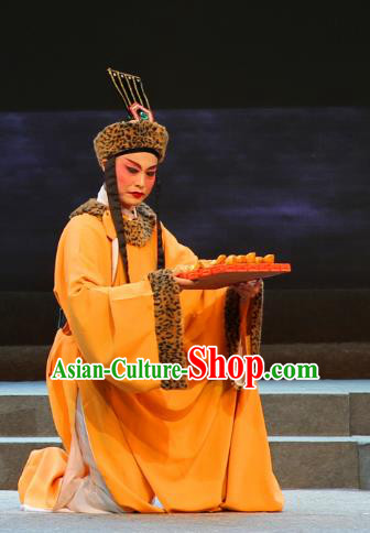 Chinese Yue Opera Eunuch Qing Jian Fan Ying Apparels and Headwear Shaoxing Opera Male Role Costumes Garment