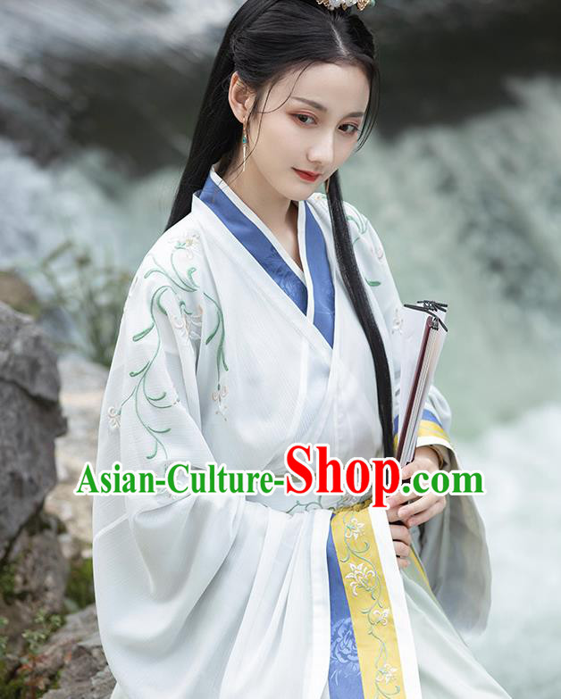 Chinese Traditional Jin Dynasty Young Lady Hanfu Dress Ancient Female Swordsman Garment Historical Costumes
