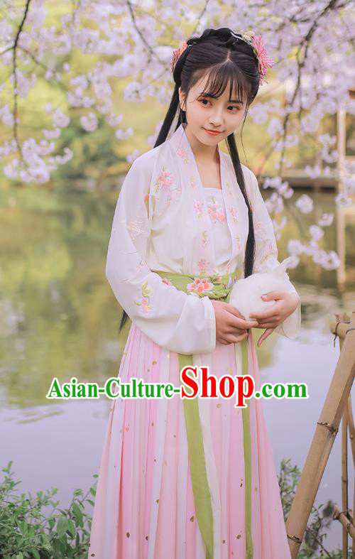 Chinese Traditional Song Dynasty Country Girl Hanfu Dress Ancient Historical Costumes Young Lady Garment
