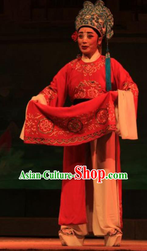 Yi Jian Zhong Qing Chinese Yue Opera Xiaosheng Garment Costumes and Headwear Shaoxing Opera Young Male Scholar Yan Jun Apparels