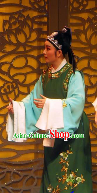 Xi Xin Ji Chinese Yue Opera Xiaosheng Young Male Garment and Headwear Shaoxing Opera Scholar Yang Wanshi Costumes
