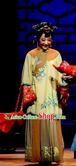 Chinese Shaoxing Opera Young Mistress Apparels Costumes and Headpieces Yue Opera Liu Hua Xi Woman Dress Garment