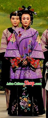 Chinese Shaoxing Opera Dowager Qiu Hua Apparels Costumes and Headdress Yue Opera Liu Hua Xi Dress Elderly Female Garment