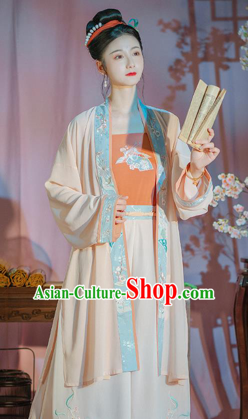 Traditional Chinese Ancient Noble Lady Garment Song Dynasty Hanfu Dress Historical Costumes Complete Set