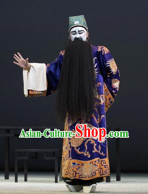 Chinese Kun Opera Treacherous Official Garment Apparels Clothing and Headwear Wu Shi Ji Kunqu Opera Laosheng Elderly Male Costumes